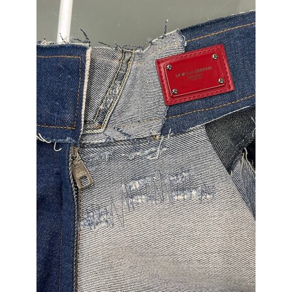 NWT DOLCE & GABBANA Blue Denim Patchwork Skirt IT 46 US XL - Picture 5 of 6